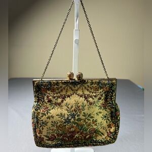 Vintage David's Fifth Avenue Tapestry Purse – Made in France Kiss Lock Clutch